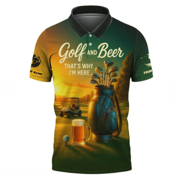 Golf and Beer That’s Why I’m Here Shirt – Custom Men's Golf Polo - Image 2