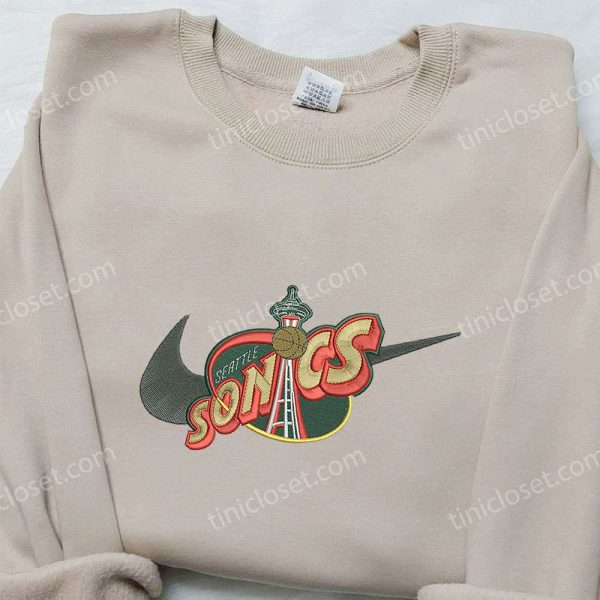 Seatle Supersonics x Nike Embroidered Sweatshirt, NBA Sport Team Embroidered Shirt, Nike Inspired Embroidered Shirt - Small Gifts Great Love