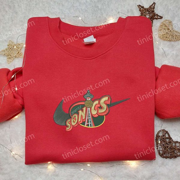 Seatle Supersonics x Nike Embroidered Sweatshirt, NBA Sport Team Embroidered Shirt, Nike Inspired Embroidered Shirt - Small Gifts Great Love - Image 4