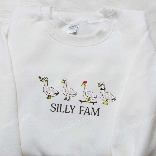 Silly Fam Goose Embroidered Shirt, Animal Embroidered Shirt, Funny Embroidered Shirt - Small Gifts Great Love
