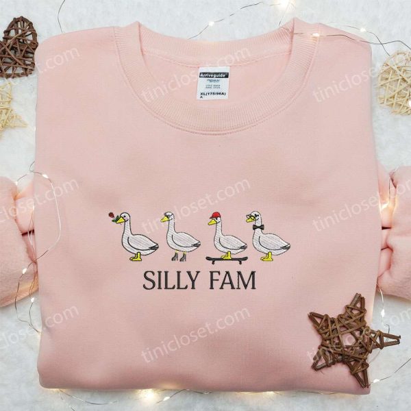 Silly Fam Goose Embroidered Shirt, Animal Embroidered Shirt, Funny Embroidered Shirt - Small Gifts Great Love - Image 2