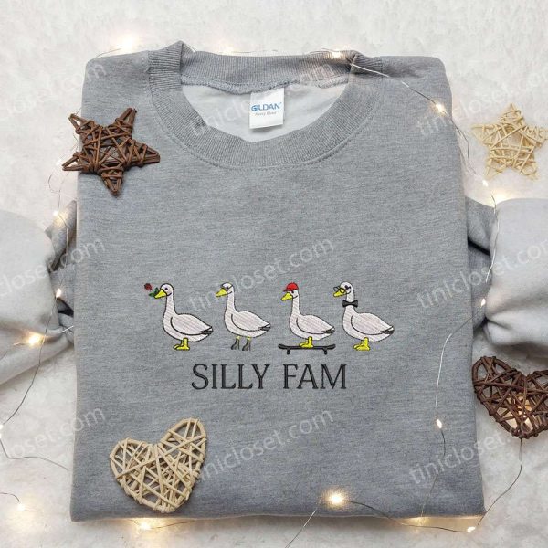 Silly Fam Goose Embroidered Shirt, Animal Embroidered Shirt, Funny Embroidered Shirt - Small Gifts Great Love - Image 5