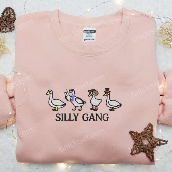 Silly Gang Goose Embroidered Shirt, Animal Embroidered Shirt, Funny Embroidered Shirt - Small Gifts Great Love - Image 2