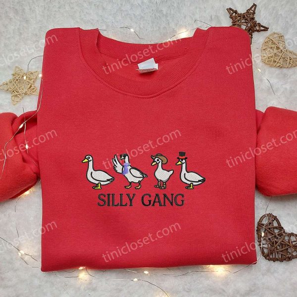 Silly Gang Goose Embroidered Shirt, Animal Embroidered Shirt, Funny Embroidered Shirt - Small Gifts Great Love - Image 3