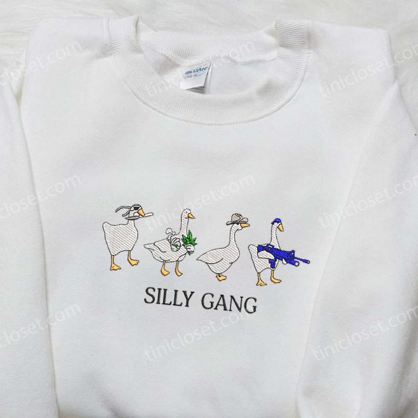 Silly Gang Goose Embroidered Shirt, Animal Embroidered Shirt, Funny Embroidered Shirt - Small Gifts Great Love