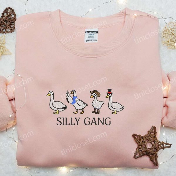 Silly Gang Goose Embroidered Shirt, Animal Embroidered Shirt, Funny Embroidered Shirt - Small Gifts Great Love - Image 2