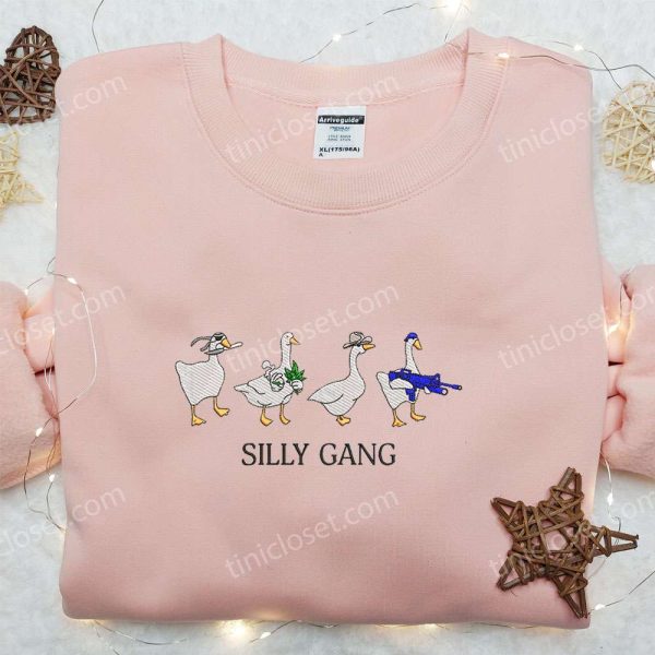 Silly Gang Goose Embroidered Shirt, Animal Embroidered Shirt, Funny Embroidered Shirt - Small Gifts Great Love - Image 2