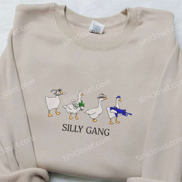 Silly Gang Goose Embroidered Shirt, Animal Embroidered Shirt, Funny Embroidered Shirt - Small Gifts Great Love - Image 4