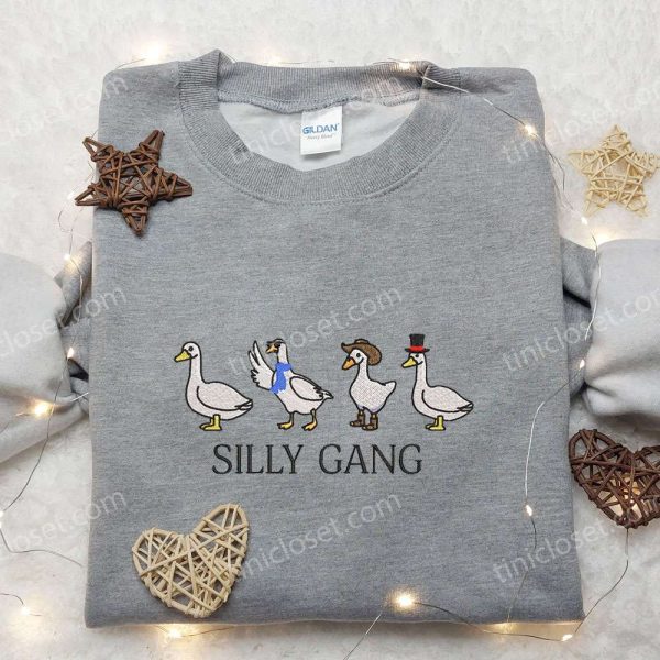 Silly Gang Goose Embroidered Shirt, Animal Embroidered Shirt, Funny Embroidered Shirt - Small Gifts Great Love - Image 5