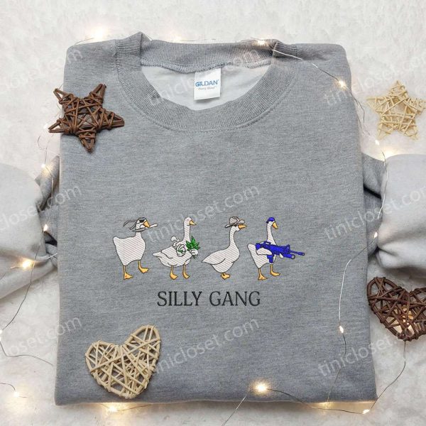Silly Gang Goose Embroidered Shirt, Animal Embroidered Shirt, Funny Embroidered Shirt - Small Gifts Great Love - Image 5