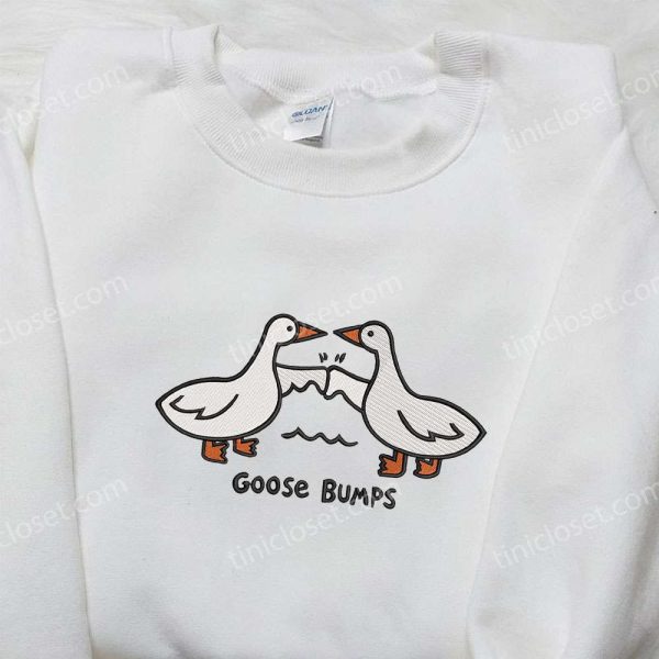 Silly Goose Bumps Embroidered Shirt, Animal Embroidered Shirt, Funny Embroidered Shirt - Small Gifts Great Love