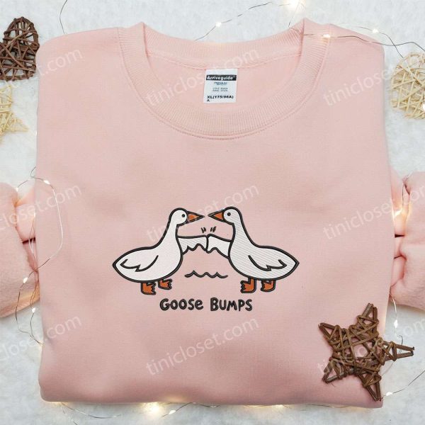 Silly Goose Bumps Embroidered Shirt, Animal Embroidered Shirt, Funny Embroidered Shirt - Small Gifts Great Love - Image 2