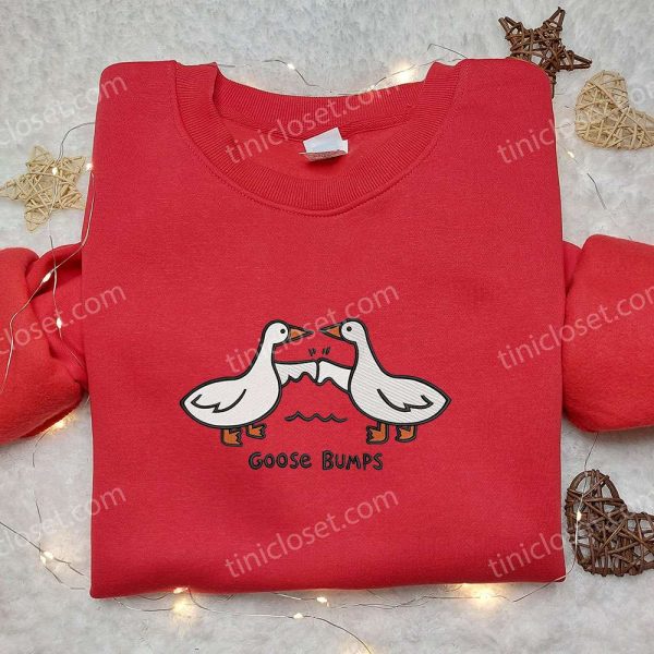 Silly Goose Bumps Embroidered Shirt, Animal Embroidered Shirt, Funny Embroidered Shirt - Small Gifts Great Love - Image 3
