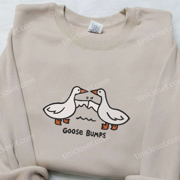Silly Goose Bumps Embroidered Shirt, Animal Embroidered Shirt, Funny Embroidered Shirt - Small Gifts Great Love - Image 4