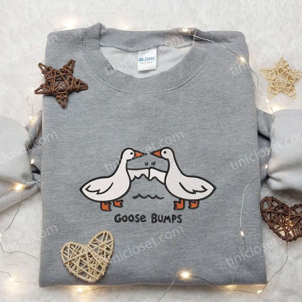Silly Goose Bumps Embroidered Shirt, Animal Embroidered Shirt, Funny Embroidered Shirt - Small Gifts Great Love - Image 5