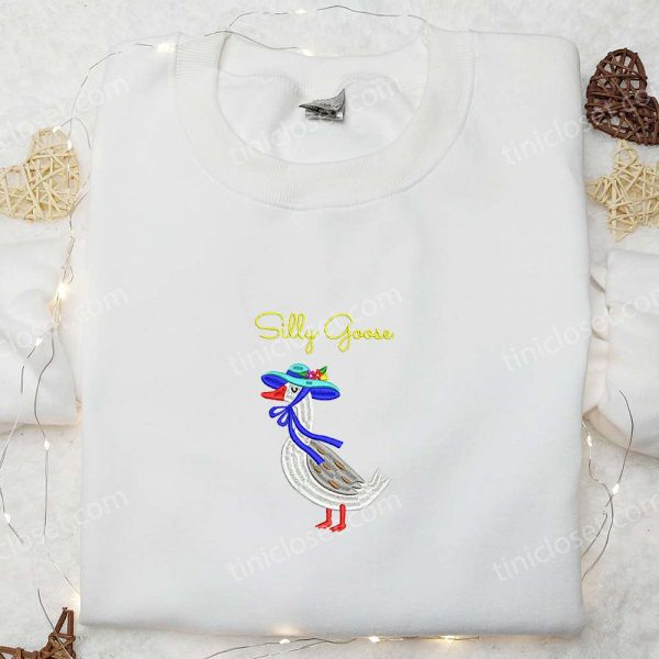 Silly Goose Embroidered Shirt, Animal Embroidered Shirt, Funny Embroidered Shirt - Small Gifts Great Love