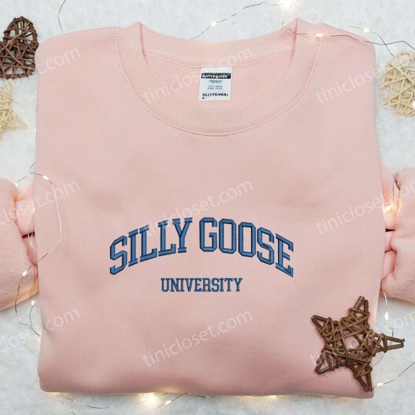 Silly Goose University Embroidered Shirt, Animal Embroidered Shirt, Best Gift for Family - Small Gifts Great Love - Image 2