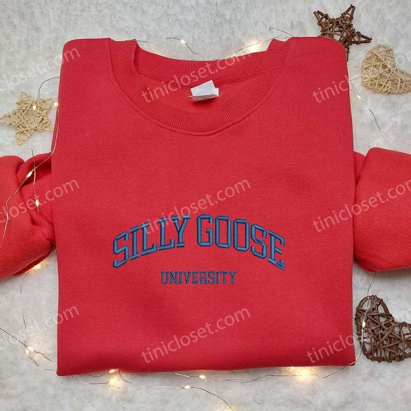 Silly Goose University Embroidered Shirt, Animal Embroidered Shirt, Best Gift for Family - Small Gifts Great Love - Image 3