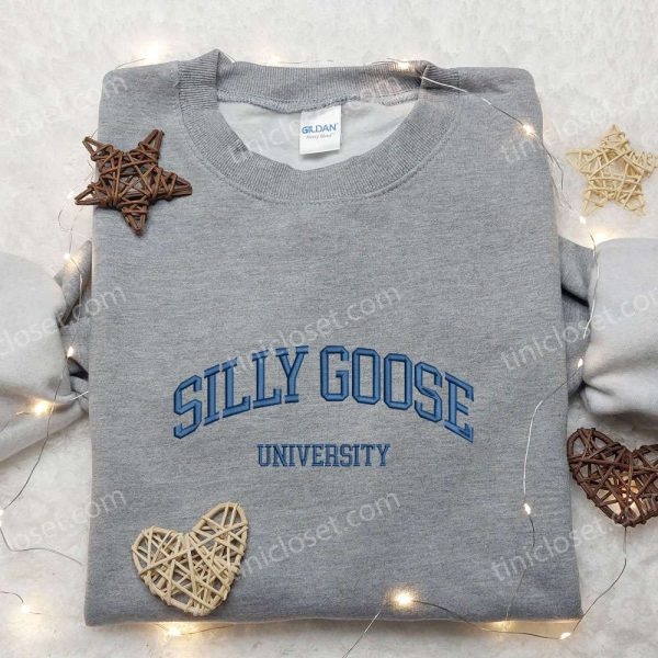 Silly Goose University Embroidered Shirt, Animal Embroidered Shirt, Best Gift for Family - Small Gifts Great Love - Image 5