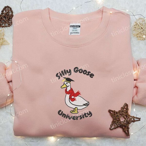 Silly Goose University Embroidered Shirt, Animal Embroidered Shirt, Best Graduation Gifts - Small Gifts Great Love - Image 2