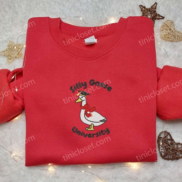 Silly Goose University Embroidered Shirt, Animal Embroidered Shirt, Best Graduation Gifts - Small Gifts Great Love - Image 3