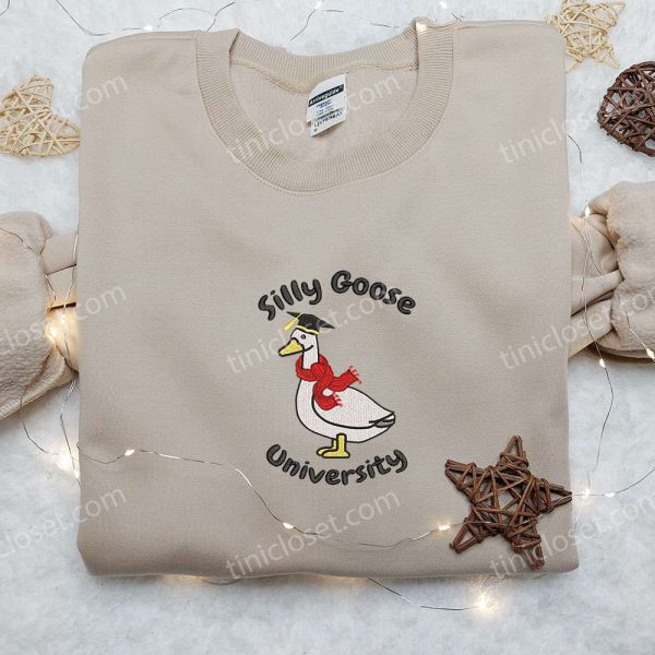 Silly Goose University Embroidered Shirt, Animal Embroidered Shirt, Best Graduation Gifts - Small Gifts Great Love - Image 4