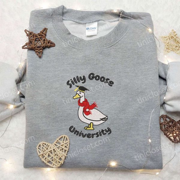Silly Goose University Embroidered Shirt, Animal Embroidered Shirt, Best Graduation Gifts - Small Gifts Great Love - Image 5