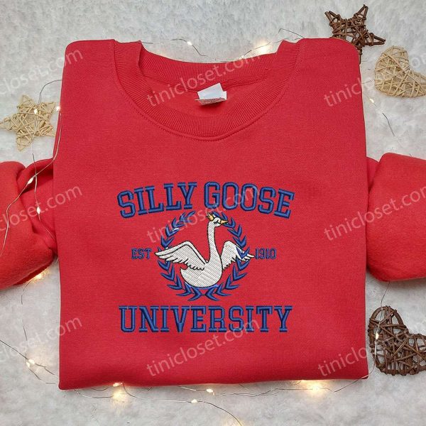 Silly Goose University Embroidered Shirt, Animal Embroidered Shirt, Cute Embroidered Shirt - Small Gifts Great Love - Image 2