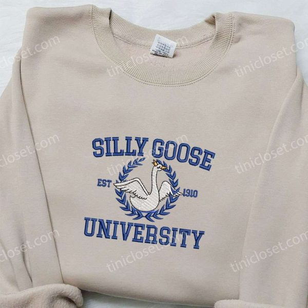 Silly Goose University Embroidered Shirt, Animal Embroidered Shirt, Cute Embroidered Shirt - Small Gifts Great Love - Image 3