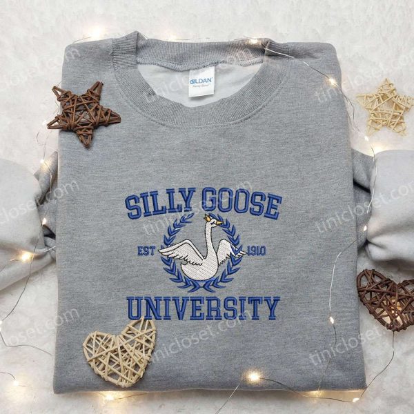 Silly Goose University Embroidered Shirt, Animal Embroidered Shirt, Cute Embroidered Shirt - Small Gifts Great Love - Image 4