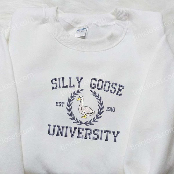 Silly Goose University Est. 1910 Embroidered Shirt, Animal Embroidered Shirt, Best Graduation Gifts - Small Gifts Great Love