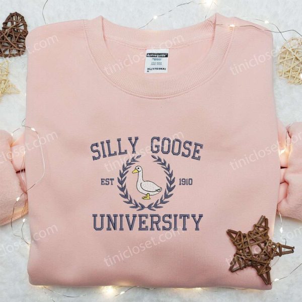 Silly Goose University Est. 1910 Embroidered Shirt, Animal Embroidered Shirt, Best Graduation Gifts - Small Gifts Great Love - Image 2
