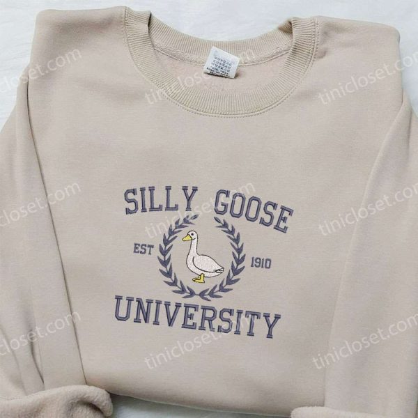 Silly Goose University Est. 1910 Embroidered Shirt, Animal Embroidered Shirt, Best Graduation Gifts - Small Gifts Great Love - Image 4