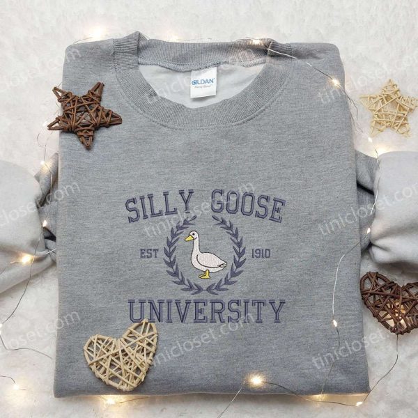 Silly Goose University Est. 1910 Embroidered Shirt, Animal Embroidered Shirt, Best Graduation Gifts - Small Gifts Great Love - Image 5