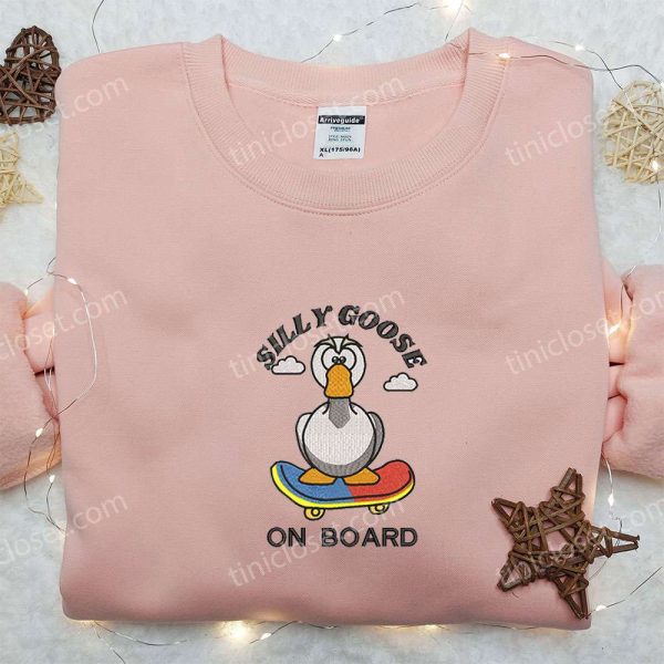 Silly Goose on Board Embroidered Shirt, Animal Embroidered Shirt, Cute Embroidered Shirt - Small Gifts Great Love - Image 2