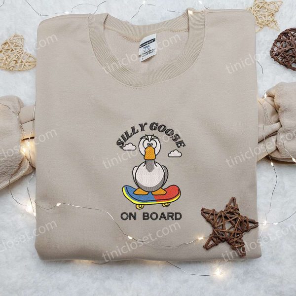 Silly Goose on Board Embroidered Shirt, Animal Embroidered Shirt, Cute Embroidered Shirt - Small Gifts Great Love - Image 4