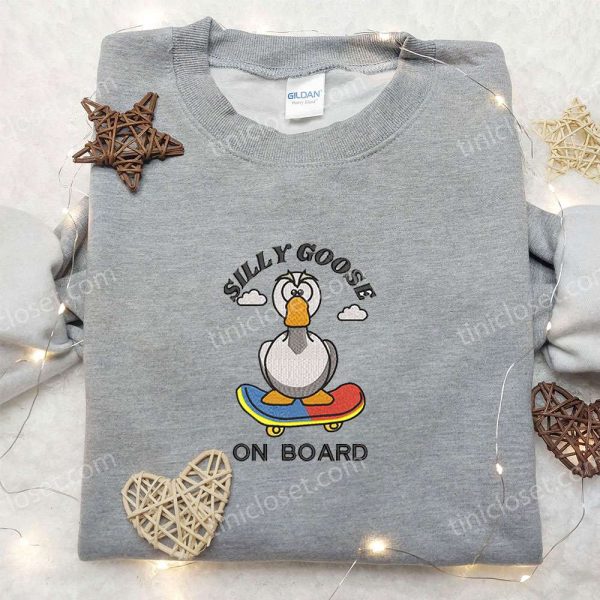 Silly Goose on Board Embroidered Shirt, Animal Embroidered Shirt, Cute Embroidered Shirt - Small Gifts Great Love - Image 5
