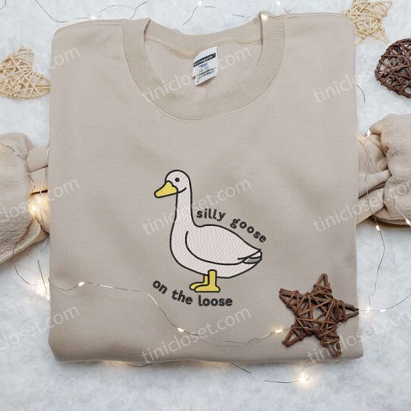 Silly Goose on the Loose Embroidered Shirt, Animal Embroidered Shirt, Cute Embroidered Shirt - Small Gifts Great Love - Image 4