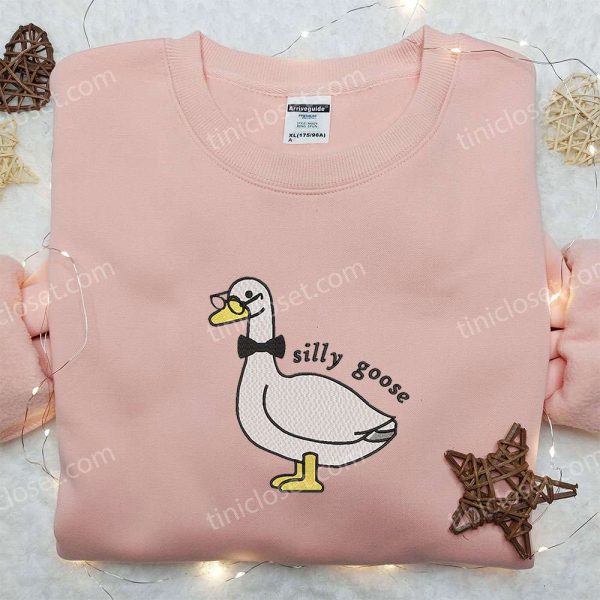 Silly Goose with Glasses Embroidered Shirt, Animal Embroidered Shirt, Funny Embroidered Shirt - Small Gifts Great Love - Image 2