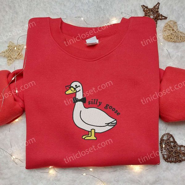 Silly Goose with Glasses Embroidered Shirt, Animal Embroidered Shirt, Funny Embroidered Shirt - Small Gifts Great Love - Image 3