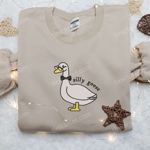 Silly Goose with Glasses Embroidered Shirt, Animal Embroidered Shirt, Funny Embroidered Shirt - Small Gifts Great Love - Image 4