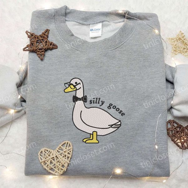 Silly Goose with Glasses Embroidered Shirt, Animal Embroidered Shirt, Funny Embroidered Shirt - Small Gifts Great Love - Image 5