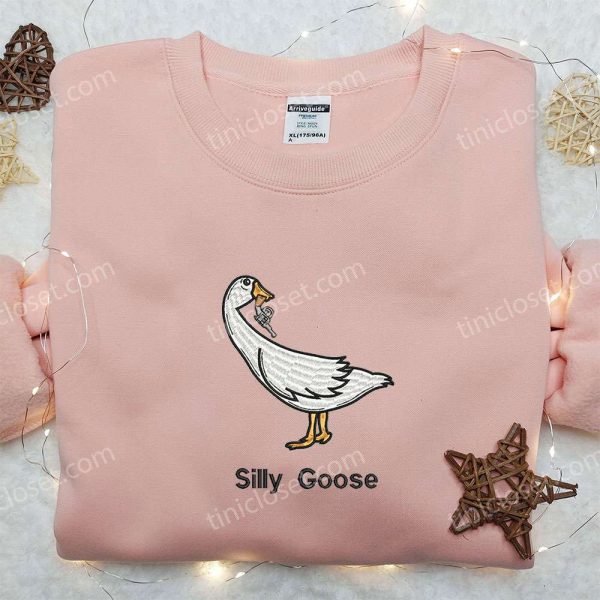 Silly Goose with Gun Embroidered Shirt, Animal Embroidered Shirt, Funny Embroidered Shirt - Small Gifts Great Love - Image 2