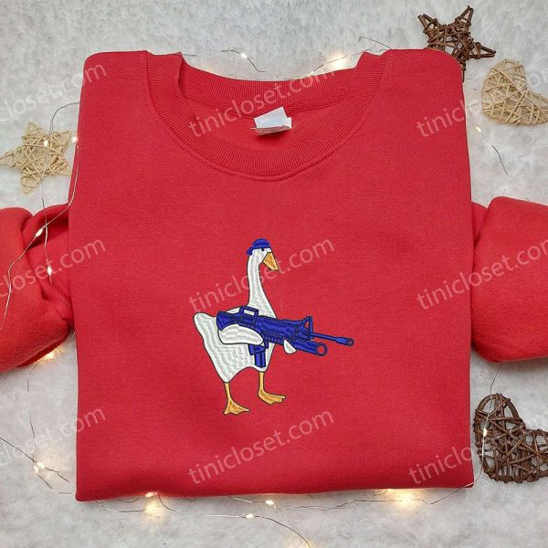 Silly Goose with Gun Embroidered Shirt, Animal Embroidered Shirt, Funny Embroidered Shirt - Small Gifts Great Love - Image 3