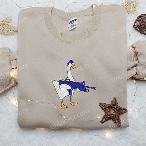 Silly Goose with Gun Embroidered Shirt, Animal Embroidered Shirt, Funny Embroidered Shirt - Small Gifts Great Love - Image 4