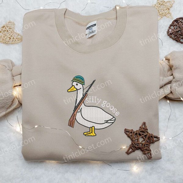 Silly Goose with Gun Embroidered Shirt, Animal Embroidered Shirt, Funny Embroidered Shirt - Small Gifts Great Love - Image 3