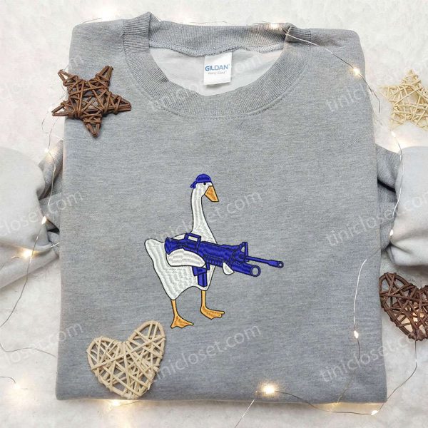 Silly Goose with Gun Embroidered Shirt, Animal Embroidered Shirt, Funny Embroidered Shirt - Small Gifts Great Love - Image 5