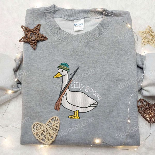 Silly Goose with Gun Embroidered Shirt, Animal Embroidered Shirt, Funny Embroidered Shirt - Small Gifts Great Love - Image 4
