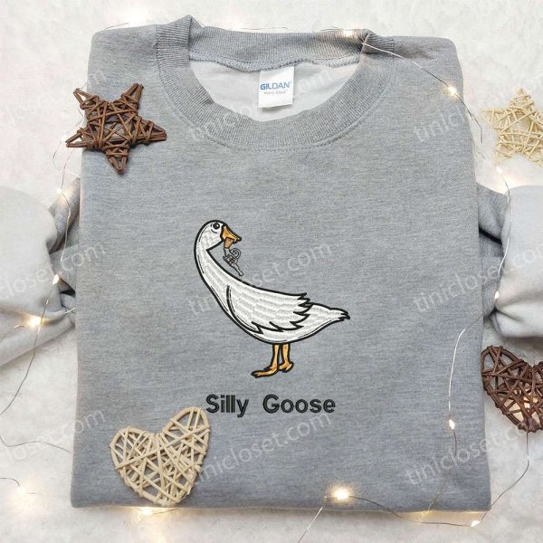 Silly Goose with Gun Embroidered Shirt, Animal Embroidered Shirt, Funny Embroidered Shirt - Small Gifts Great Love - Image 5