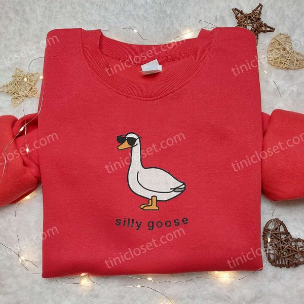 Silly Goose with Sunglasses Embroidered Shirt, Animal Embroidered Shirt, Funny Embroidered Shirt - Small Gifts Great Love - Image 3